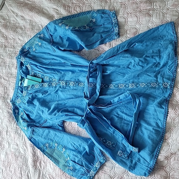 Blue Embroidered Tunic Dress - Picture 3 of 11